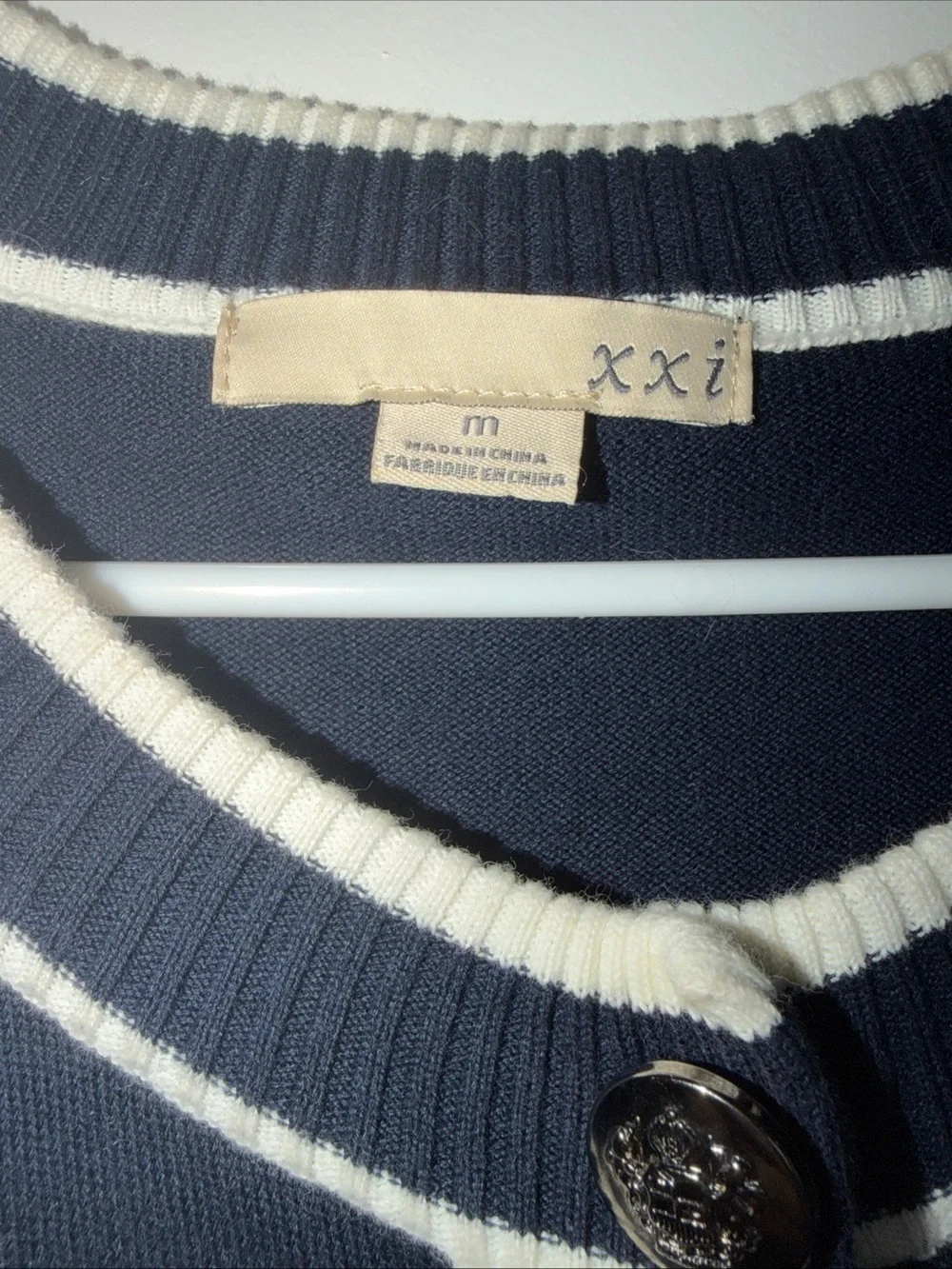 Forever 21 Navy Cardigan with White Trim
